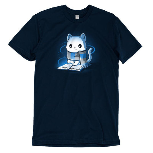 A powerful blue Smart Kitty T-shirt featuring a smart kitty, made by TeeTurtle.