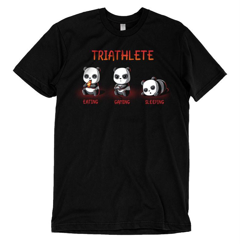 A TeeTurtle Triathlete t-shirt with three panda bears on it.